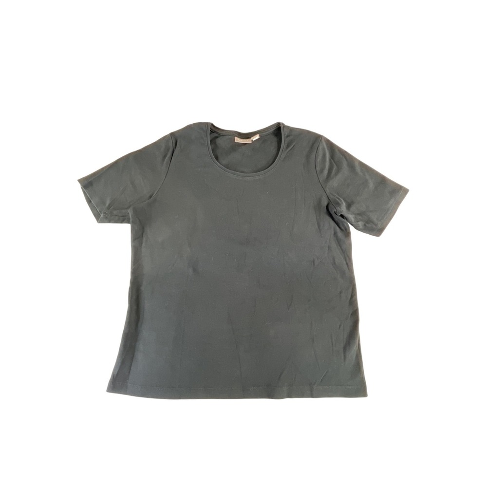 Chicos Shirt Womens 2 Black Short Sleeve‎ Scoop Neck Basic Top Tee Cotton Casual
